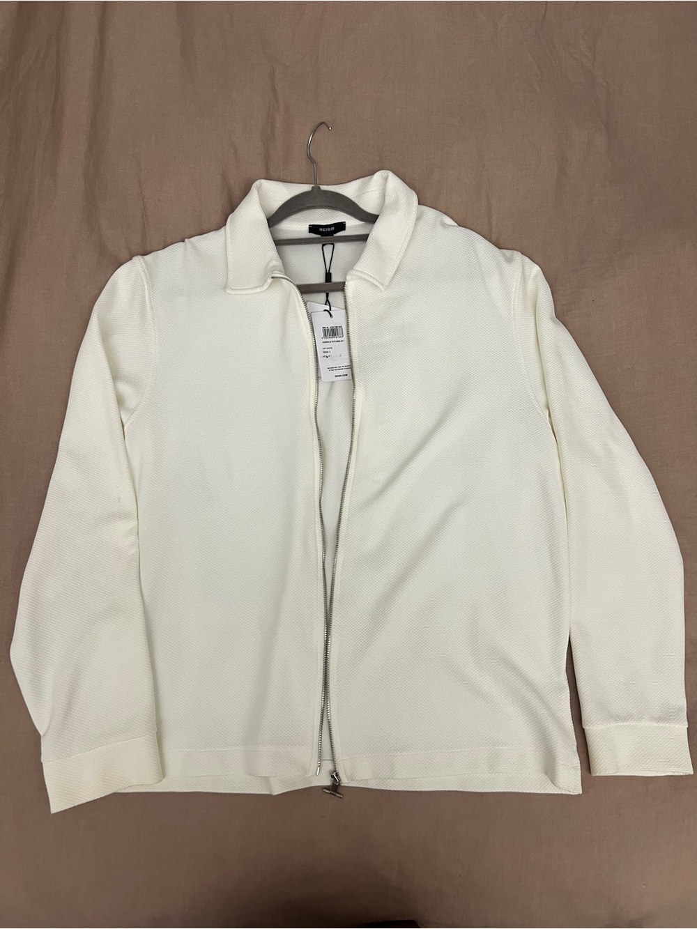 Reiss Cream Lightweight Zip-Front Shirt Jacket